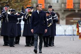 Emmanuel Macron at the ceremony of the 80th anniversary of the Liberation of Strasbourg