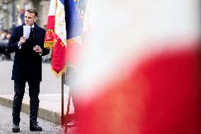 Emmanuel Macron at the ceremony of the 80th anniversary of the Liberation of Strasbourg