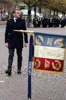 Emmanuel Macron at the ceremony of the 80th anniversary of the Liberation of Strasbourg