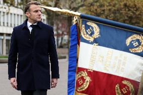 Emmanuel Macron at the ceremony of the 80th anniversary of the Liberation of Strasbourg