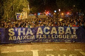 Protest Against Raising Rents And The Right To Housing In Barcelona