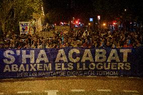 Protest Against Raising Rents And The Right To Housing In Barcelona