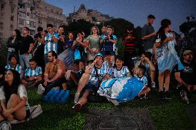 Celebrations At The Obelisk By Racing Club Fans