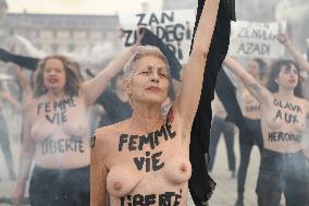 Singer Lio At The FEMEN Protest - Paris