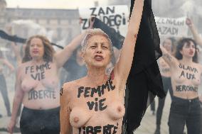 Singer Lio At The FEMEN Protest - Paris