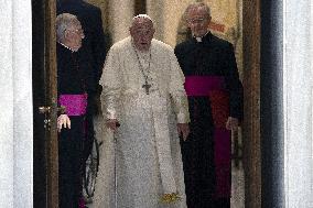 Pope Francis During an Audience - Vatican