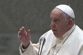 Pope Francis During an Audience - Vatican