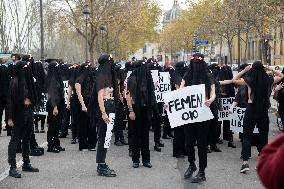 FEMENS Rally in Front of The Louvre Museum - Paris