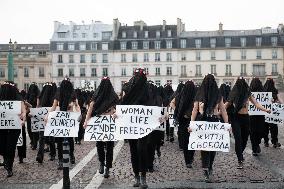 FEMENS Rally in Front of The Louvre Museum - Paris