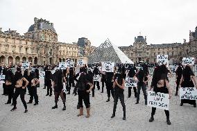 FEMENS Rally in Front of The Louvre Museum - Paris