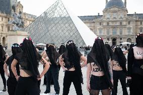 FEMENS Rally in Front of The Louvre Museum - Paris