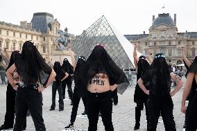 FEMENS Rally in Front of The Louvre Museum - Paris