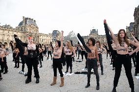 FEMENS Rally in Front of The Louvre Museum - Paris