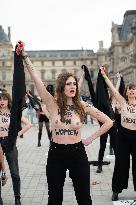 FEMENS Rally in Front of The Louvre Museum - Paris