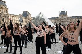 FEMENS Rally in Front of The Louvre Museum - Paris