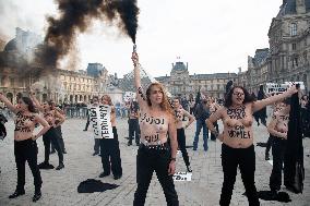 FEMENS Rally in Front of The Louvre Museum - Paris