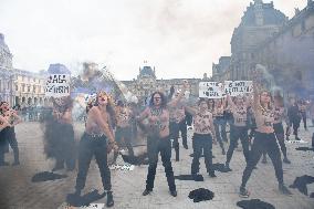 FEMENS Rally in Front of The Louvre Museum - Paris