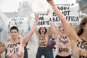 FEMENS Rally in Front of The Louvre Museum - Paris