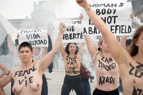 FEMENS Rally in Front of The Louvre Museum - Paris