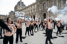 FEMENS Rally in Front of The Louvre Museum - Paris