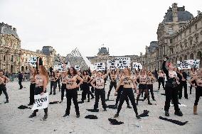 FEMENS Rally in Front of The Louvre Museum - Paris