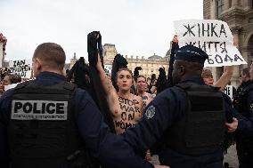 FEMENS Rally in Front of The Louvre Museum - Paris