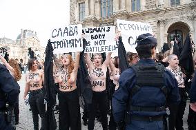 FEMENS Rally in Front of The Louvre Museum - Paris