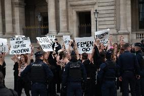 FEMENS Rally in Front of The Louvre Museum - Paris