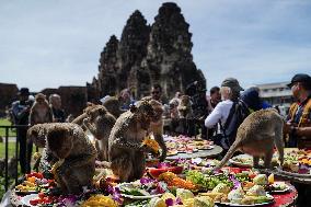 Monkey Buffet Festival In Thailand.