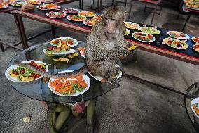 Monkey Buffet Festival In Thailand.