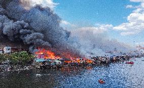 Fire Engulfing A Slum Area In Manila