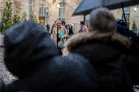 Marine Le Pen Arrives For A Meeting With PM Barnier - Paris