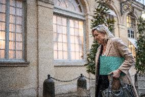 Marine Le Pen Arrives For A Meeting With PM Barnier - Paris