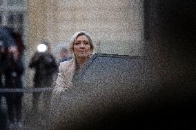 Marine Le Pen Arrives For A Meeting With PM Barnier - Paris