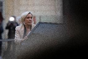 Marine Le Pen Arrives For A Meeting With PM Barnier - Paris