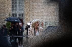 Marine Le Pen Arrives For A Meeting With PM Barnier - Paris