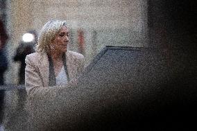 Marine Le Pen Arrives For A Meeting With PM Barnier - Paris