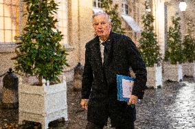 PM Barnier Arrives At The Hotel De Matignon - Paris