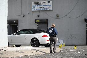 Crime Scene Unit Investigates Death Of 35-year-old Man In Shooting In Far Rockaway, Queens, New York