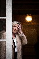 Marine Le Pen Leaves A Meeting With PM Barnier - Paris