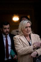 Marine Le Pen Leaves A Meeting With PM Barnier - Paris