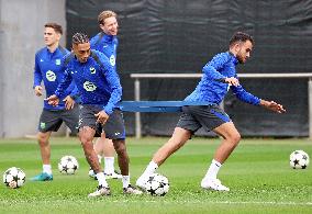 FC Barcelona Training Before Champions League Match Against Brest