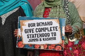 Congress Party Protest Demands Restoration Of Statehood And Constitutional Guarantees In Kashmir