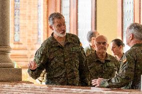 King Felipe VI Visits The Ground Force Headquarters - Seville