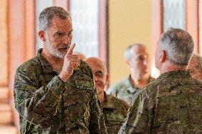 King Felipe VI Visits The Ground Force Headquarters - Seville