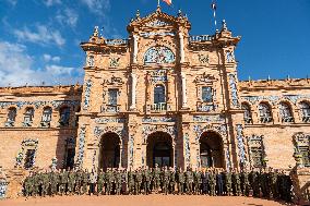 King Felipe VI Visits The Ground Force Headquarters - Seville