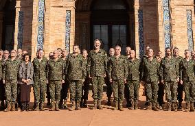 King Felipe VI Visits The Ground Force Headquarters - Seville