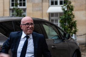 Right-wing Leader Eric Ciotti Arrives To Matignon