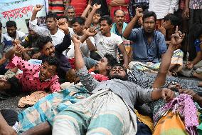 Battery-run Rickshaw Drivers Protest In Dhaka.