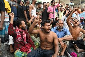 Battery-run Rickshaw Drivers Protest In Dhaka.